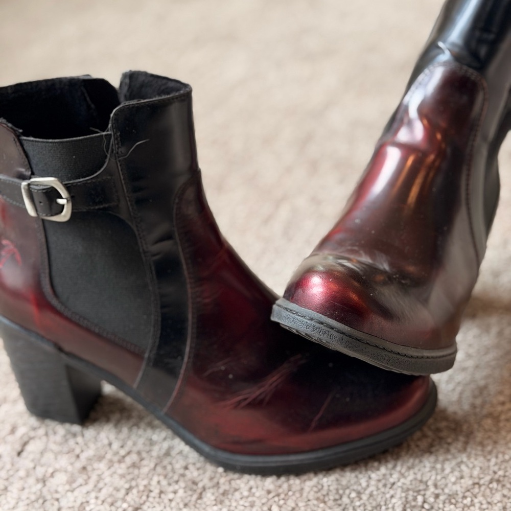Women's Black and Red Ankle Boots